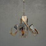 Lustre 1970 design verre et inox