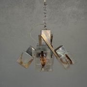 Chandelier 1970 design glass and stainless steel