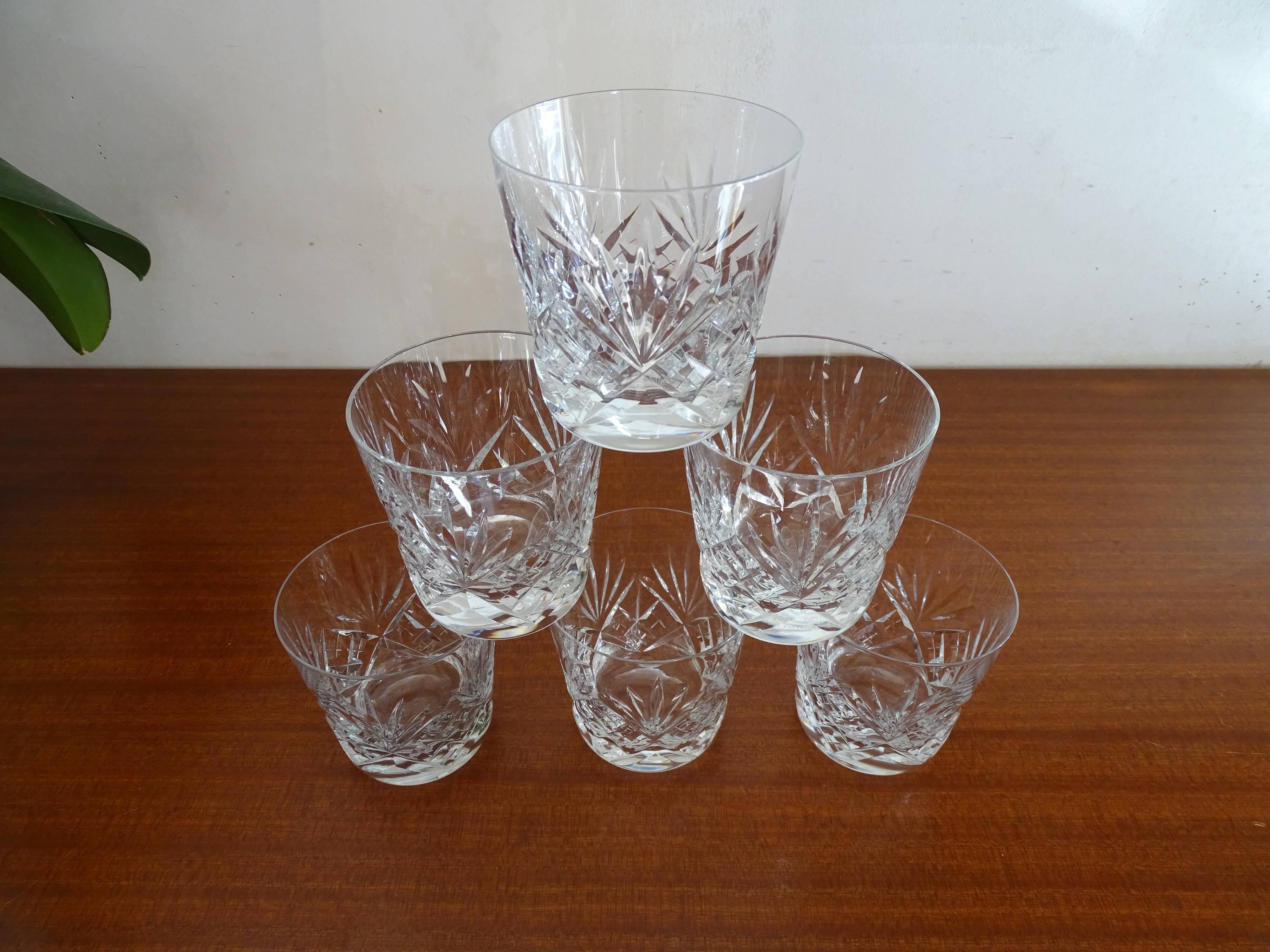 6 glass whisky crystal cut chantilly model signed, Cristal Saint Louis