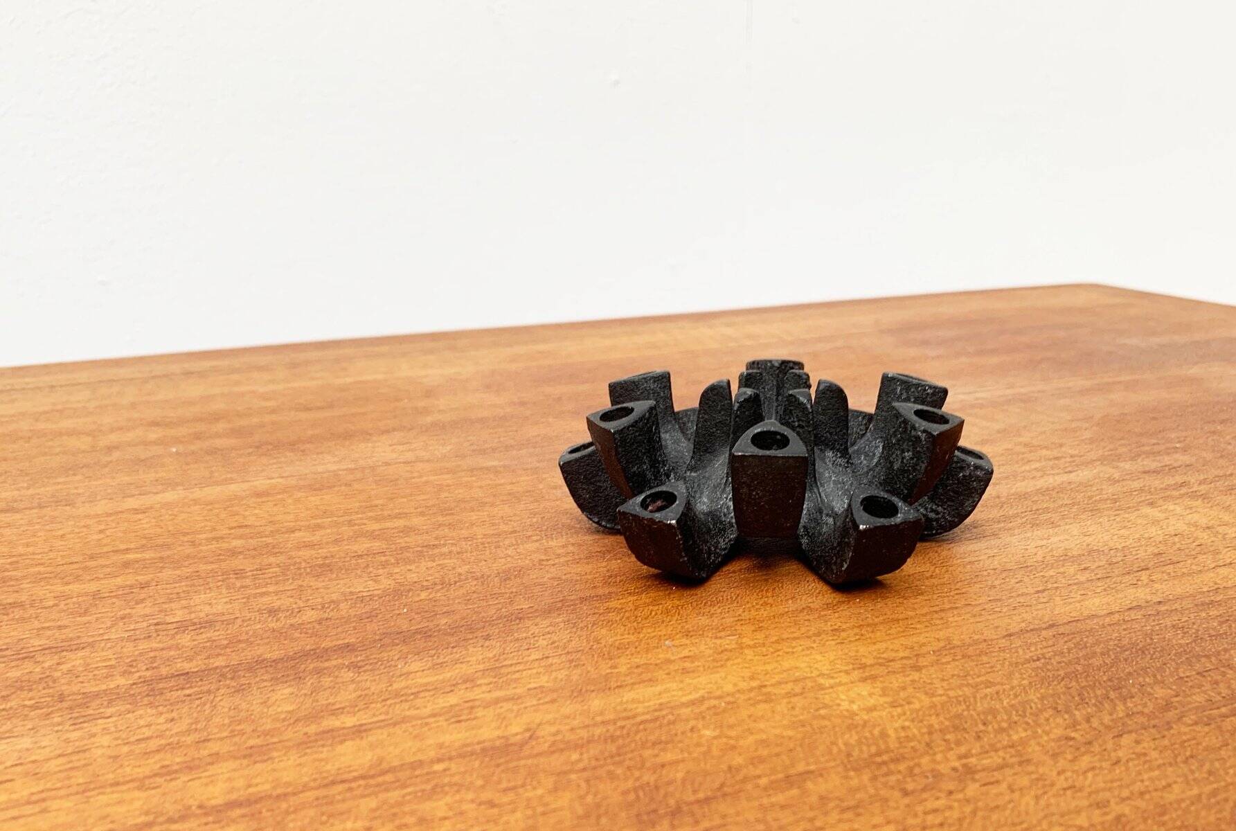 Brutalist cast iron candlestick from mid-century Japan by Jens H. Quistgaard, 1960s.