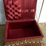 Rattan and scoubidou sewing basket
