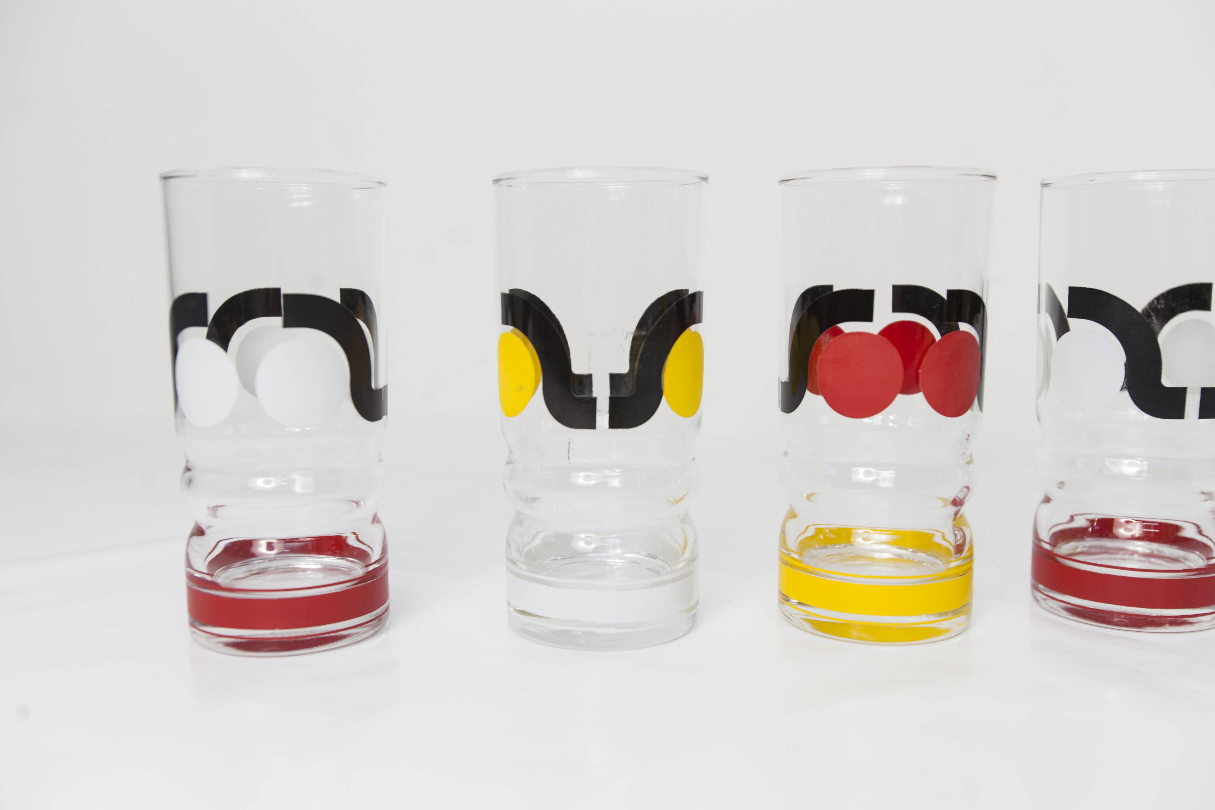 Set de 6 verres à eau 1970 sérigraphié