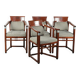 In very good condition Art Deco design dining chairs with fabric upholstery
