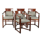 Chaises de salle à manger en très bon état au design Art Déco avec un revêtement en tissu.