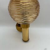 Set of 3 globe wall lights in glass and gold metal