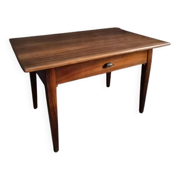 Table à manger ancienne française en noyer, table de ferme avec tiroir, vers 1900