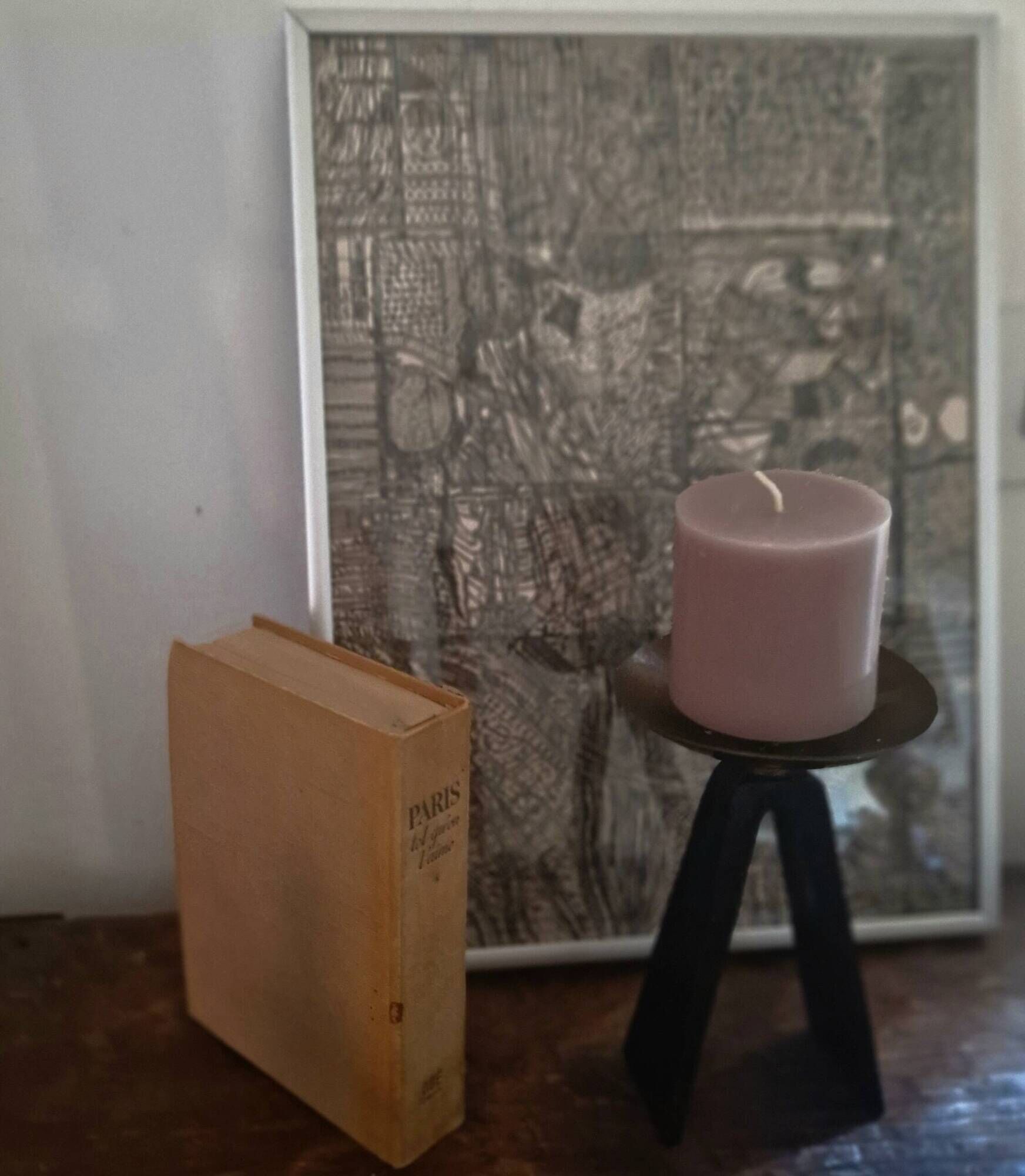 Brutalist candle holder from the '60s, made of cast iron and copper from the former GDR.