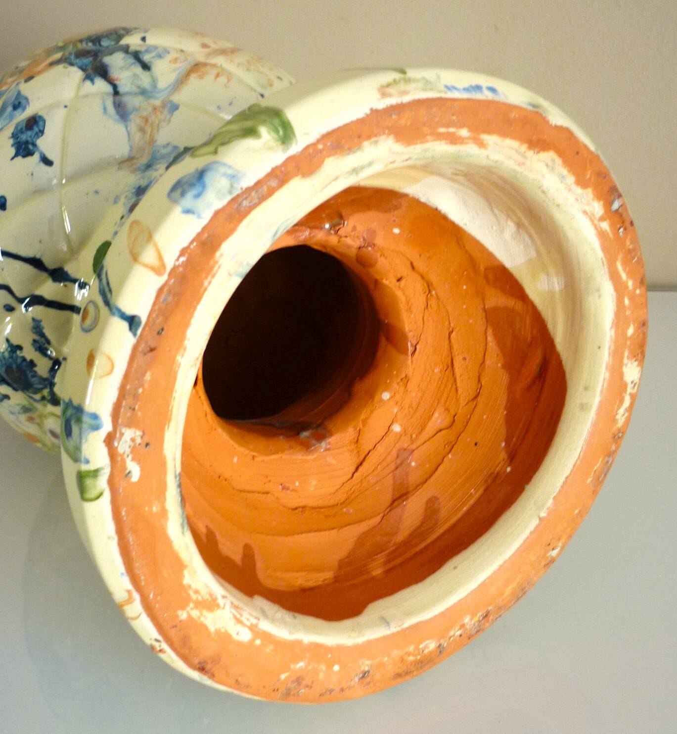 Pine cone, ceramic, glazed terracotta, mixed colors, bright, 32cm