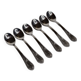 Set of six "Burgsil" stainless steel teaspoons with rabbit decoration