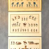 Set of 3 illuminated plates by S. Lemoine