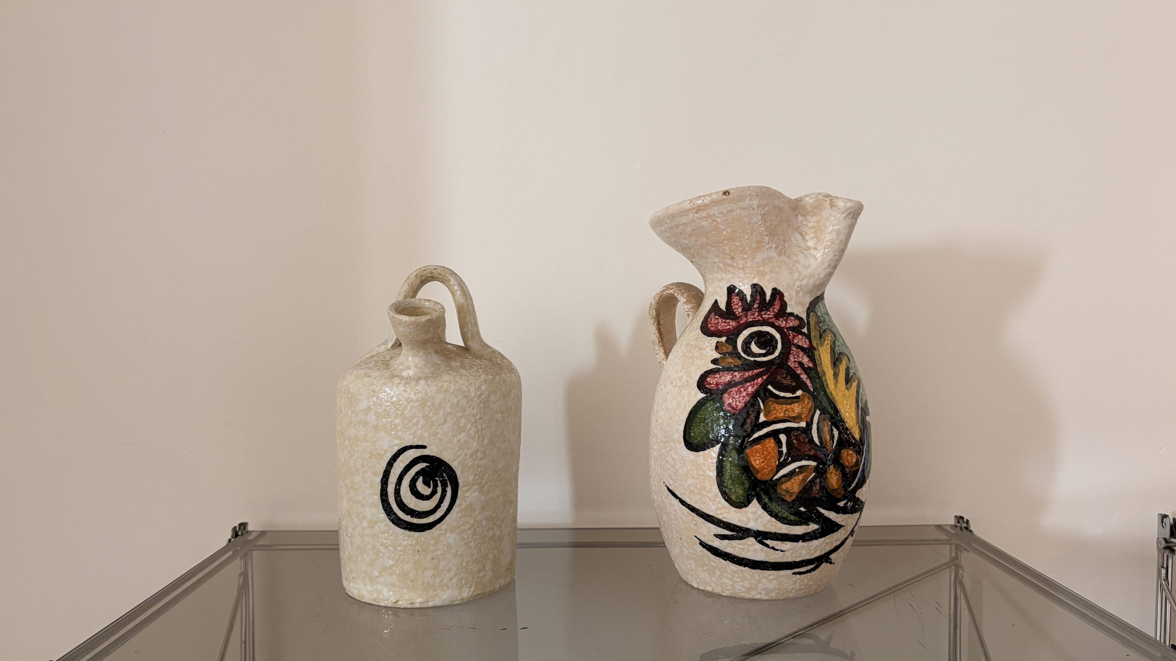 Glazed terracotta pitcher from the 1950s.