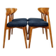 Vintage Scandinavian boucle navy blue chairs set of 4