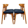 Vintage Scandinavian boucle navy blue chairs set of 4