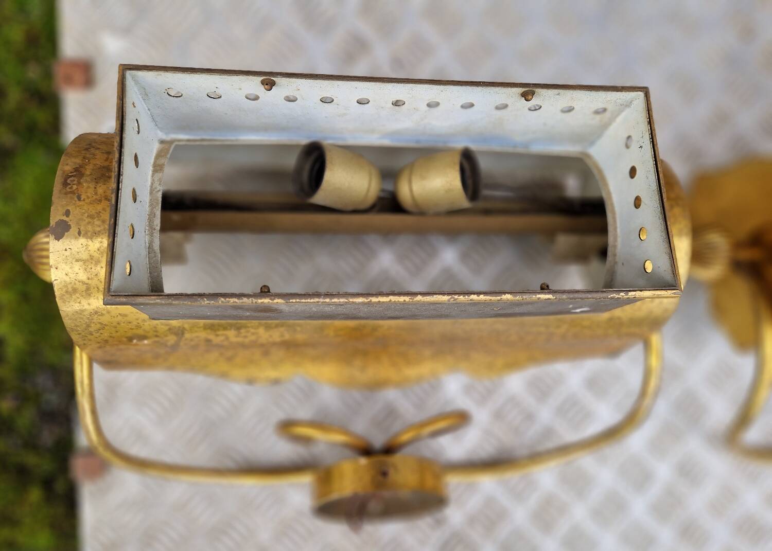 Pair of gilded brass wall lights, 1970s