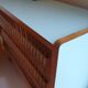 Commode en bois et rotin vintage années 1970