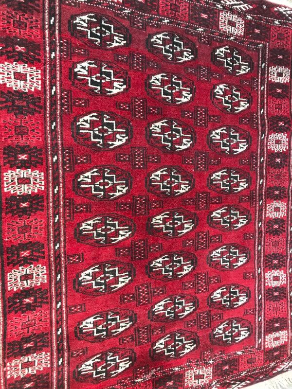 Vintage Bukhara 102 X 130 afghan turkmen carpet