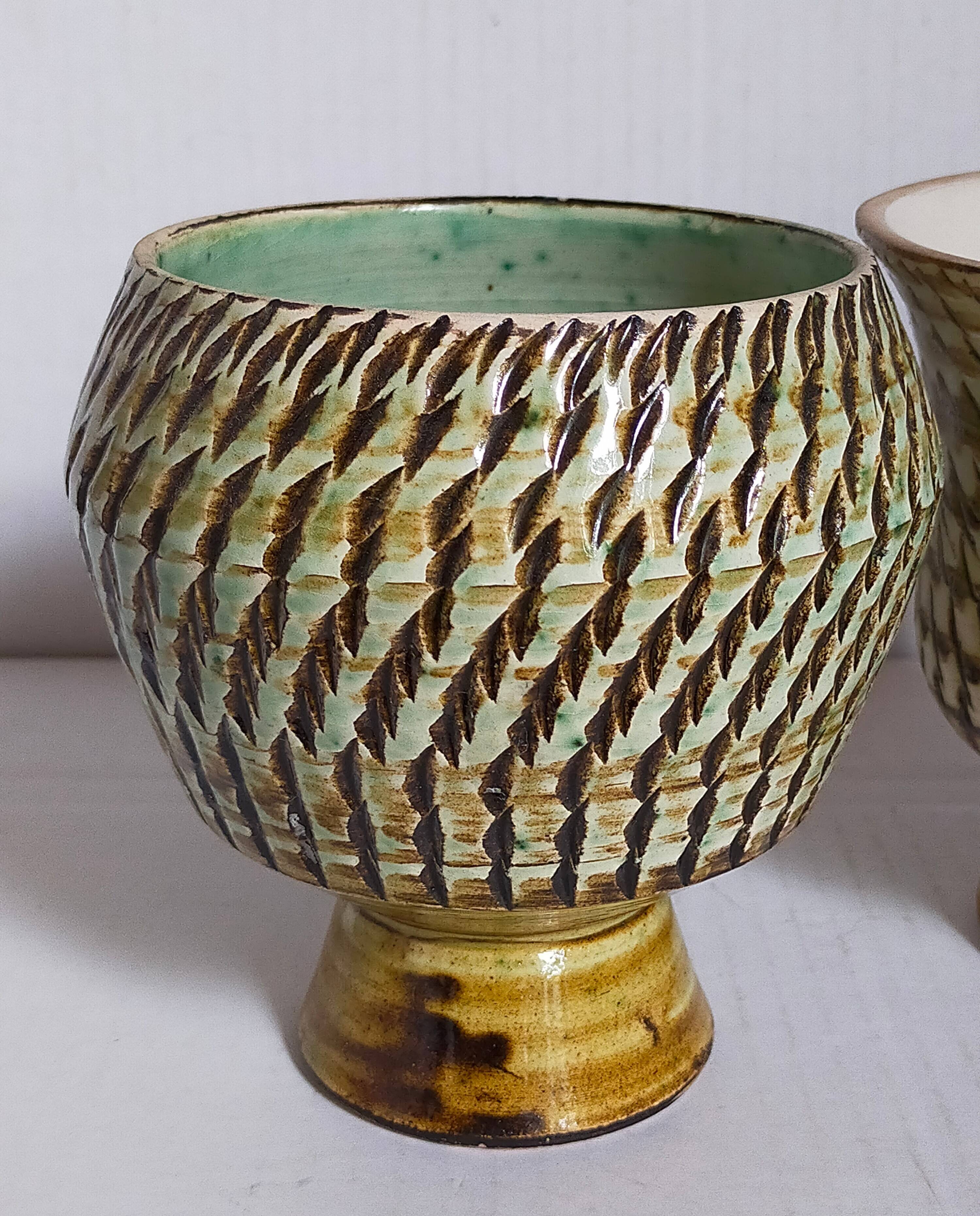 Duo of sacrificed ceramics Pottery by Pieter Groeneveldt 60s