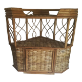 Etagère en rotin d'angle vintage