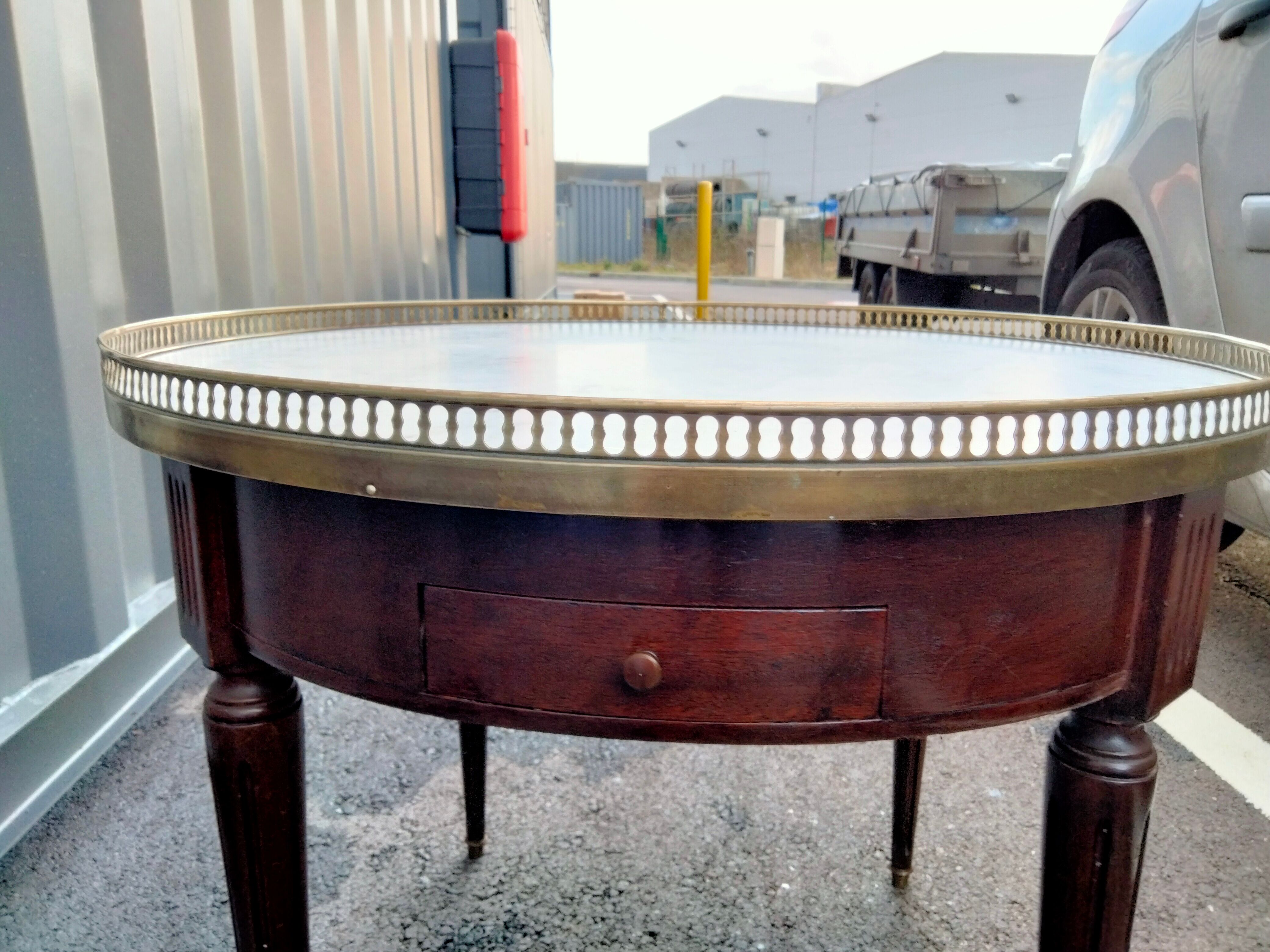 Coffee table hot water bottle marble top louis xvi old style