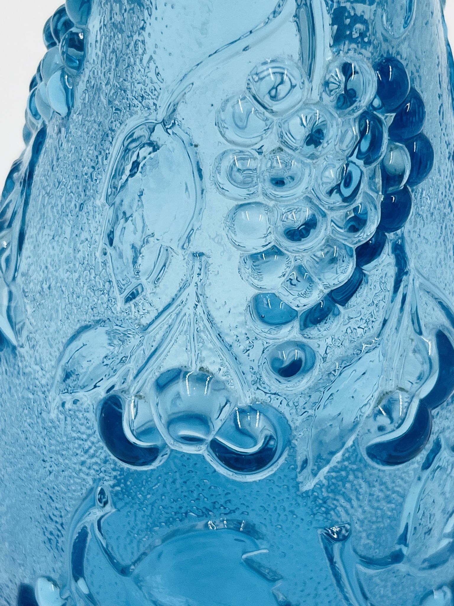 Large vintage blue glass bottle from Empoli