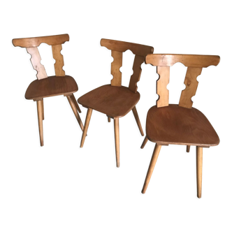 Set of 3 chairs feet compass  1960