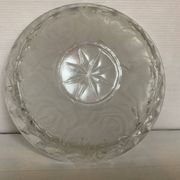 Large glass ashtray with frosted flowers.