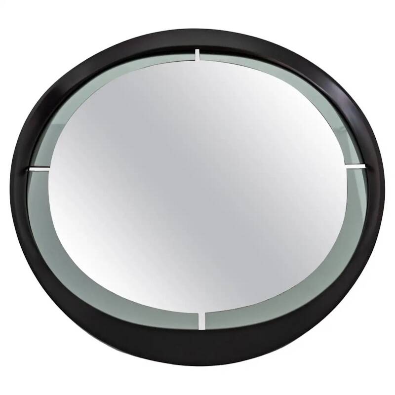 Round smoked glass wall mirror, Italy 1970s