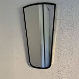 Vintage 1960s mirror, asymmetrical, gold-black rearview mirror - 71 x 36 cm