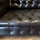 Chesterfield sofa in genuine black leather 3 seats