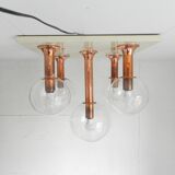 Rare ceiling lamp with 5 glass balls, Ott international, 1970s