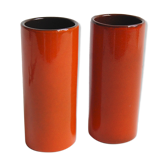 Paire de vases rouleaux oranges