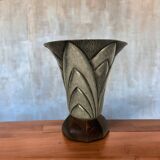 Art Deco, embossed pewter vase signed DELAVAN circa 1930