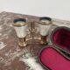 Pair of binoculars, theater, opera, mother-of-pearl, gilded brass, early twentieth century, curiosity object, showcase