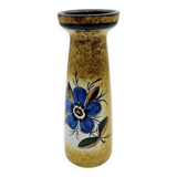 Vase en terre cuite émaillée décor de cordes et fleurs bleues - 661008