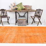 4x8 Pumpink Orange Handmade Vintage Rug, 135x247Cm SK 3194