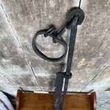 Ancienne crémaillère cuisson cheminée fer forge noir xixe vintage