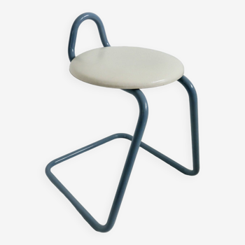 Italian stool in metal and leatherette, 1980, Memphis style