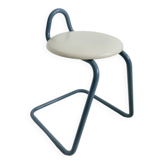 Italian stool in metal and leatherette, 1980, Memphis style
