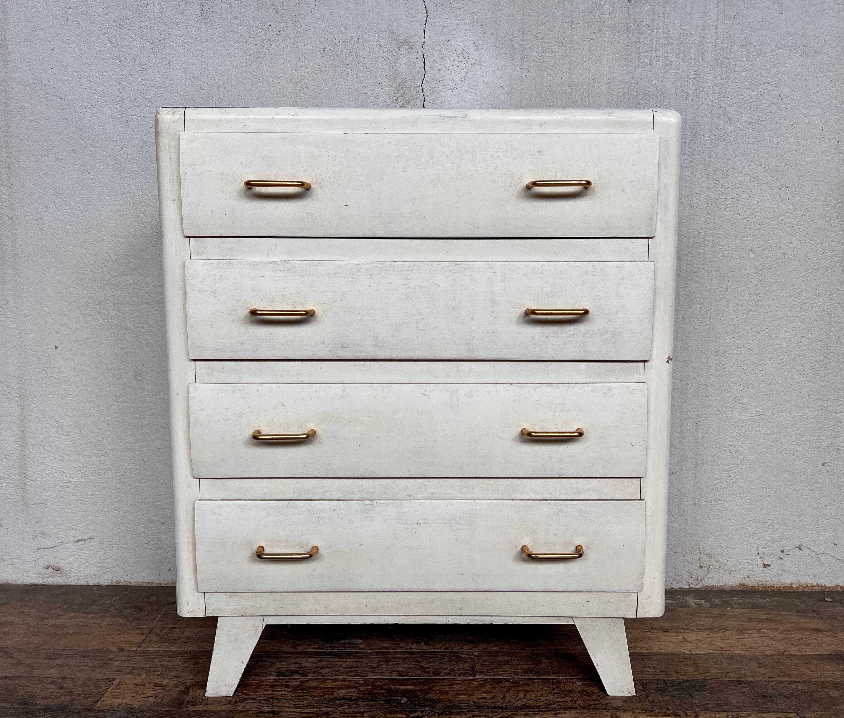 Vintage white chest of drawers feet compass 1960