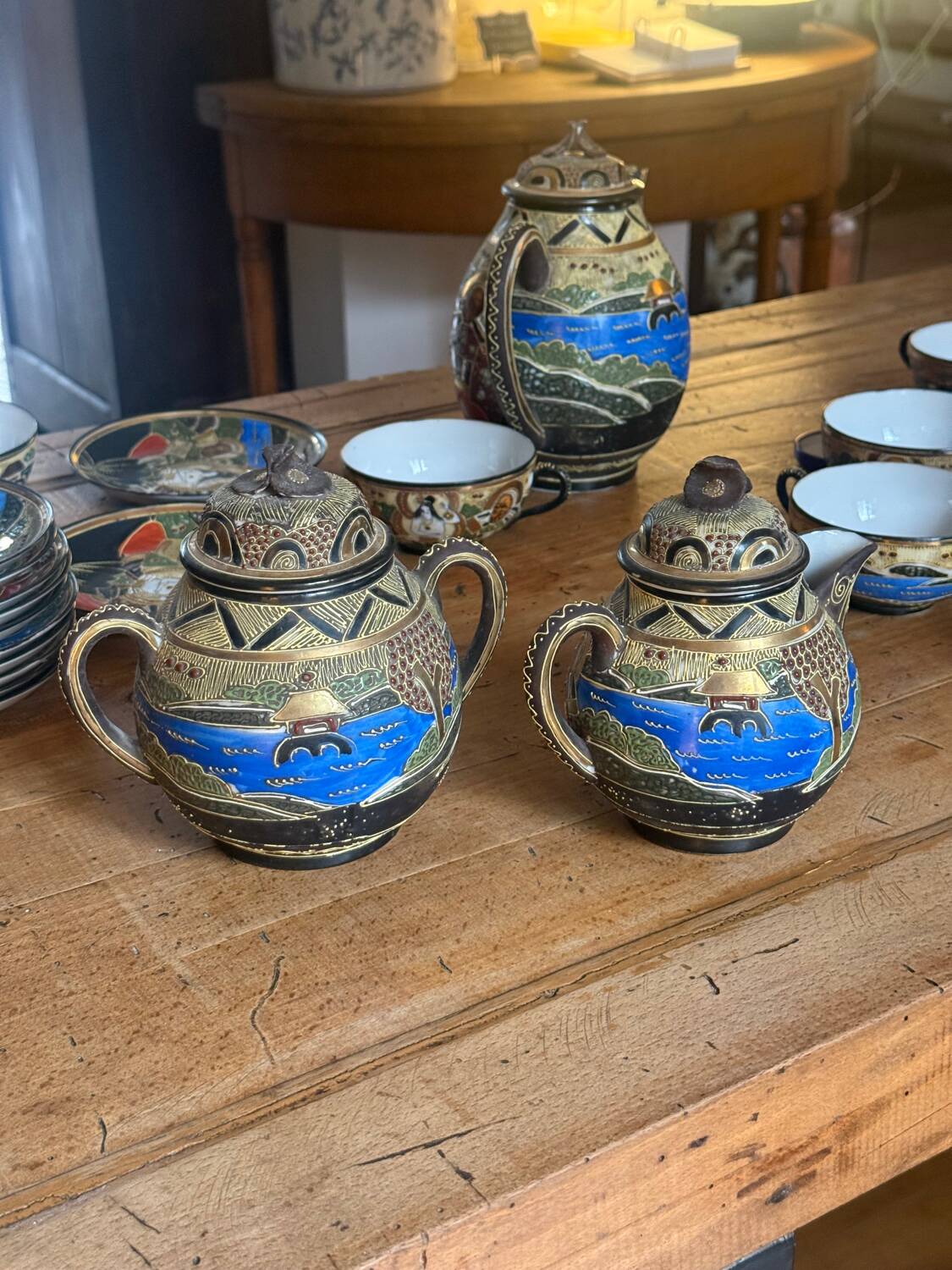 Vintage Japanese tea set, 12 cups and saucers.