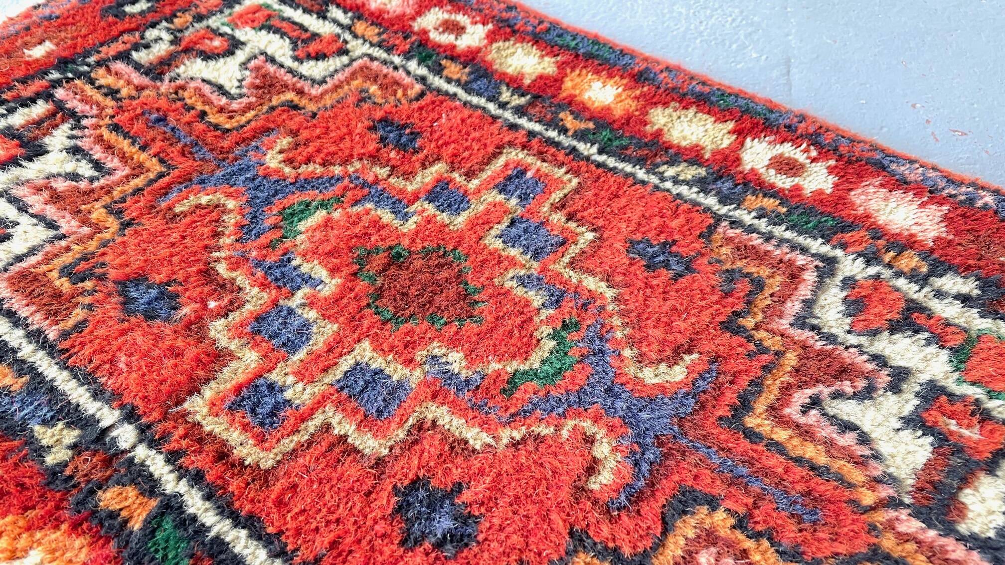 tapis velouré oriental vintage - 40cm x 62cm
