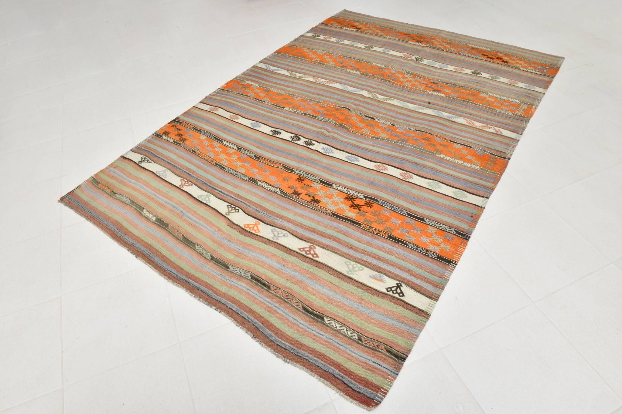 6x9 Soft Colors Persian Kilim Rug, 179x267Cm Anatolian Rug