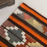 Pink & Brown Turkish Vintage Kilim Runner Rug, 77x387Cm