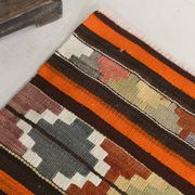 Pink & Brown Turkish Vintage Kilim Runner Rug, 77x387Cm