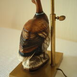 Ceramic duck table lamp and vintage adjustable brass