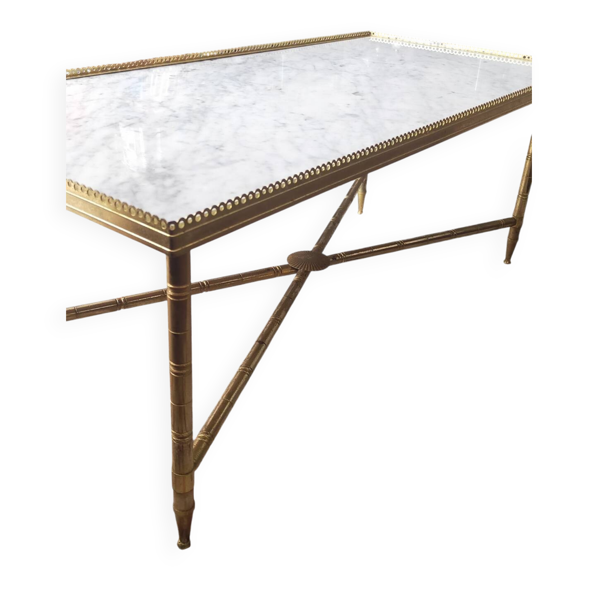 Marble and brass coffee table, French work 1971