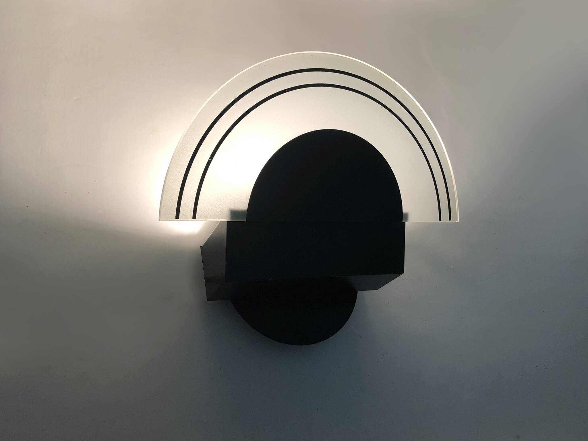 Pair of vintage Italian design metal wall lights from the 80s