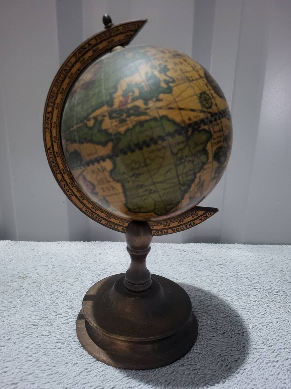 Authentic antique vintage musical globe in wood