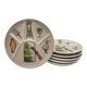 6 hand-decorated burgundian fondue plates in ceramic