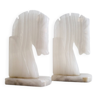 Pair of onyx horse bookends 1970